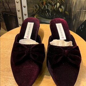 Victoria's Secret Dark Red Velvet Mule Slippers
